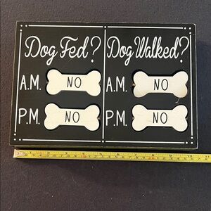 Dog Fed? Dog Walked? Chalkboard-Style Pet Reminder Sign - Black/White